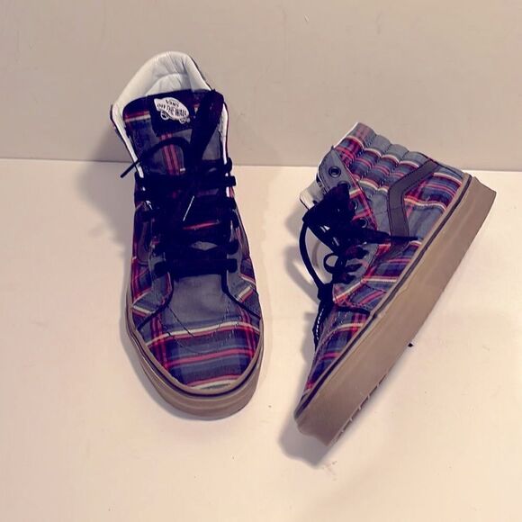Vans hi top plaid unisex canvas sneakers - Picture 1 of 4